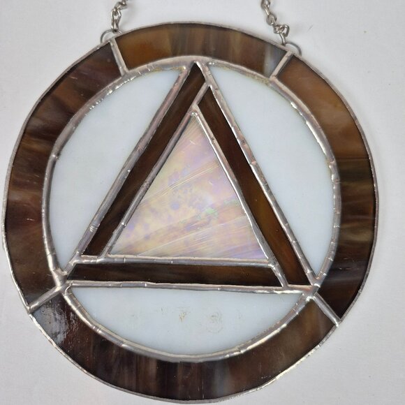 AA Recovery Symbol Stain Glass Suncatcher on a Chain - Picture 8 of 11